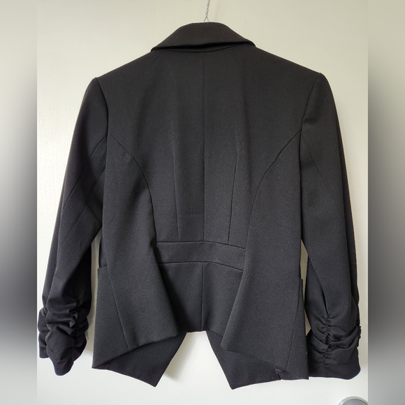Express Cropped Blazer 3/4 Ruched Sleeve - Picture 2 of 6